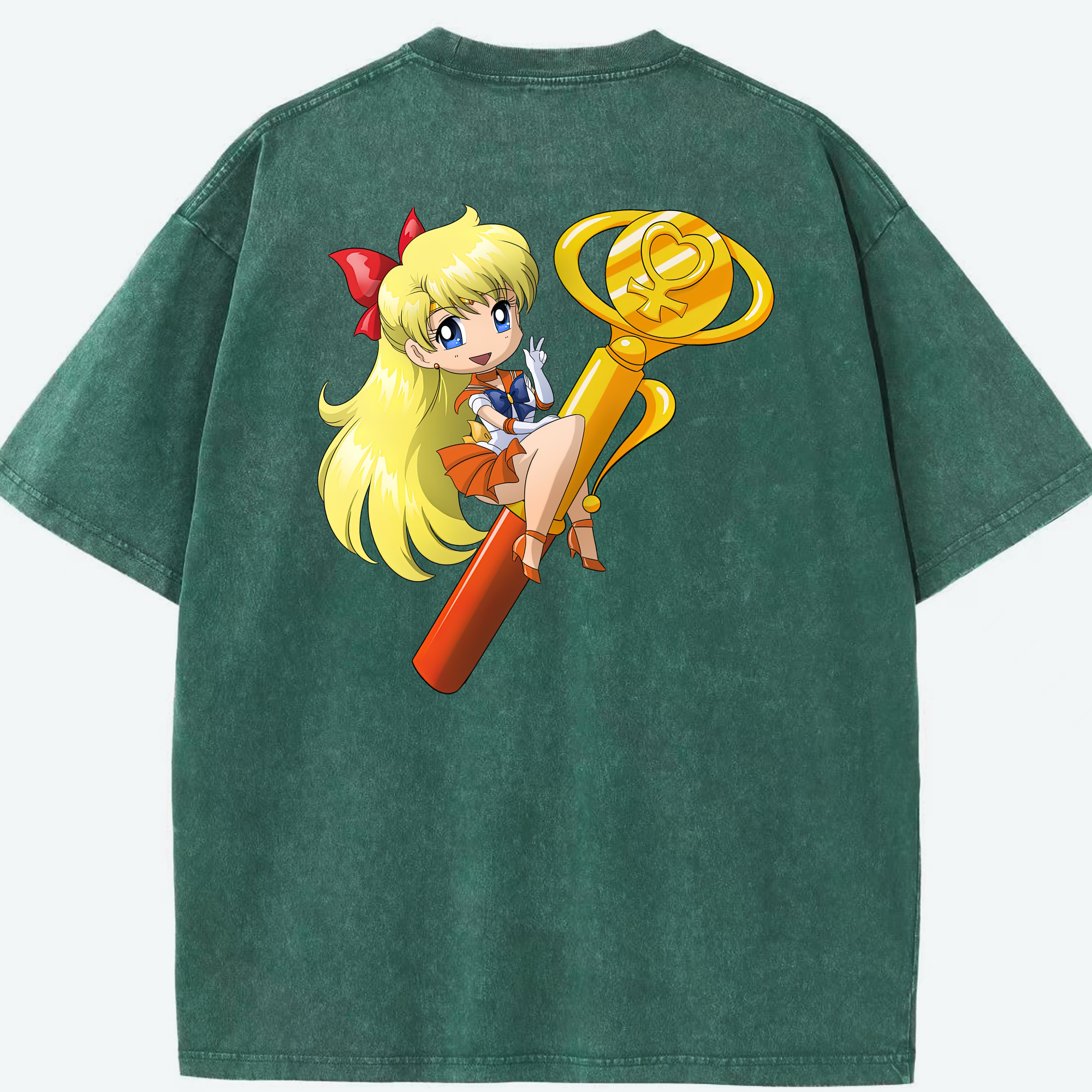 （画像用） 美少女戦士セーラームーン 愛野 美奈子 あいの みなこ Sailor Moon Aino Minako 綿100% ヴィンテージ風 半袖Tシャツ（背面プリント）